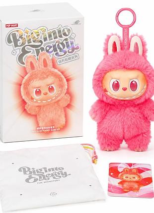 Мягкая виниловая игрушка pop mart labubu розовая, коллекционная фигурка labubu с подвижными элементами