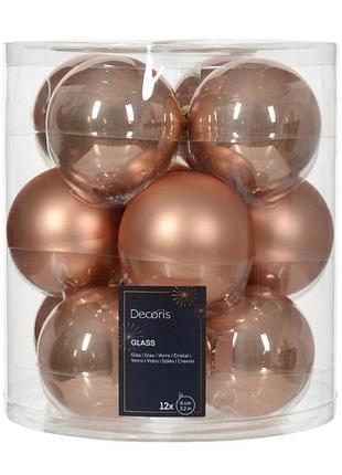 Набір скляних куль для ялинки peach pink, 12 шт, 8 см, 14.1316 набір ялинкових куль peach pink, 12 шт, 8 см, 14.1316 nai