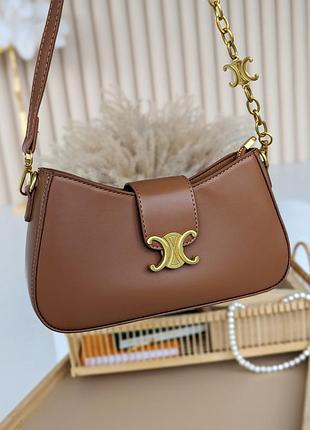 Женская багетная сумка celine городская сумочка багет кожаная селин брендовая для девушки через плечо