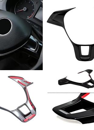 Декоративная чёрная накладка на руль volkswagen vw golf 7 gti mk7 polo jetta mk6 tiguan touran caddy amarok lavida passat