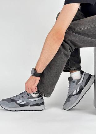 Мужские кроссовки reebok classic leather 2400 grey black white