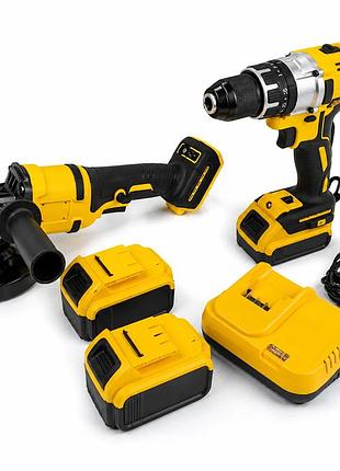 Акумуляторний набір krafftec 48v 2в1 • болгарка 125 мм і шуруповерт krafftec з 2 акумуляторами в кейсі