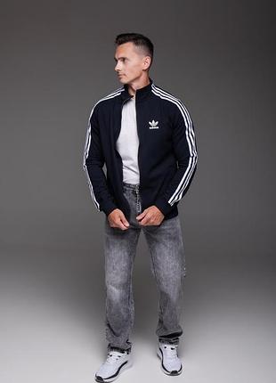 Мужская кофта олимпийка adidas синяя 4