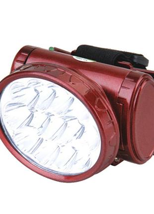 Фонарь led, аккум, налобный - gr-1898 (13 led, 3х400mah) (grunhelm)