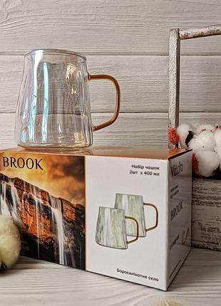 Vt-5108-400 набор чашек brook из боросиликатного стекла, 2 шт, 400 мл
