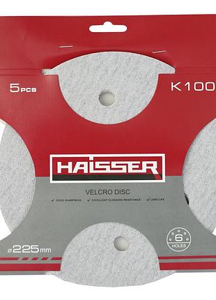 Круг шліфувальний самоклеючий з отв. - 225мм, k 100, н-р 5шт (haisser)