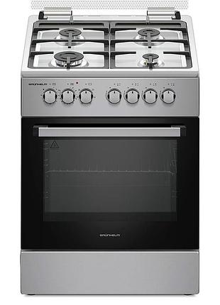 Плита газоелектр. 60см - f66234i, нержавійка, чавунна решітка (grunhelm)