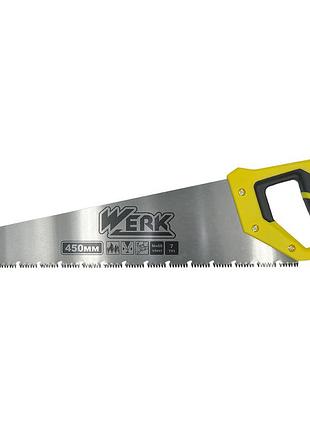 (40132) ножовка по дереву из двухкомп. ручек. 450мм, 7tpi 3d л-зубцы, werk