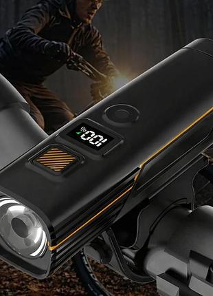 Велофара led акумуляторна з дисплеєм і датчиком світла 1200 mah type-c
