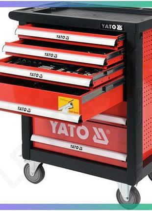 Шкаф с инструментами yato на колесах 185 шт 6 шуфляд для мастерской и ремонта