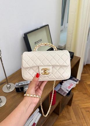 Жіноча сумка mini classic rectangular flap bag кремова