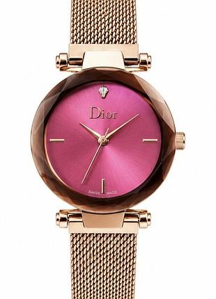 Женские часы dior rose gold-pink розовое золото с розовым циферблатом