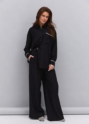 Костюм сорочка+ брюки в чорному кольорі