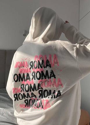 Худи женское на флисе oversize 48/52, белый