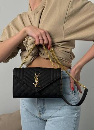 Saint laurent medium envelope bag black [обычная брендированная коробка]