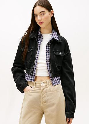 Женская укороченная джинсовая куртка tommy hilfiger