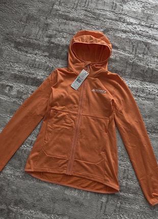 Жіноча спортивна кофта толстовка з капюшоном adidas terrex xperior light fleece orange iq3729 нова оригінал оранжевого кольору