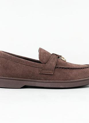 Лоферы женские замшевые с украшениями, коричневые, осенние, материал натуральная замша, размер 41 fw_004438