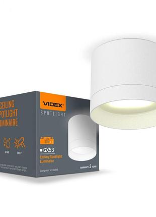 Светильник videx ip44 под лампу gx53 накладной белый vl-spf19a-w