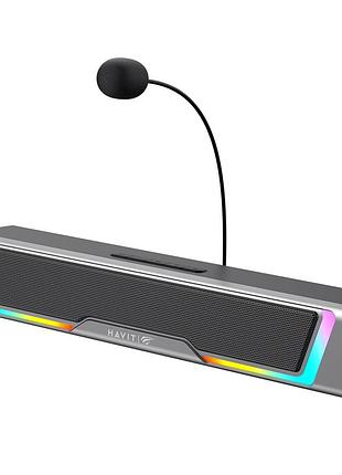 Ігрова колонка soundbar havit sk221 6w usb+bt rgb black+gray