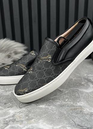 Gucci dublin sneaker tiger gg supreme slip-on мужские кроссовки слипоны кожа оригинал 43.5 eur