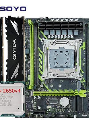 Материнська плата soyo x99 8d4 lga 2011-3 + процесор 2650v4 (12 ядер / 24 потоків) + озу 16 гб