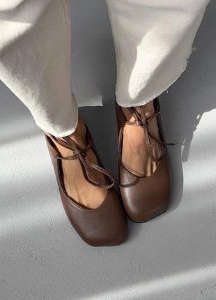 Балетки barefoot з перфорацією nikart шкіряні руді