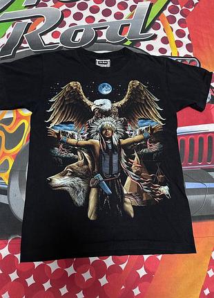 Винтажная футболка the roxx native american wolfagle с двухсторонним принтом, размер m