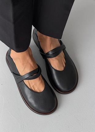 Лофери barefoot з анатомічно-розширеним мисом тм nikart шкіряні чорні