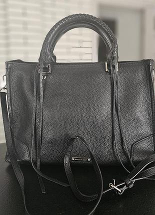 Оригінальна шкіряна сумка rebecca minkoff regan satchel / чорна сумка тоут ребекка мінкофф