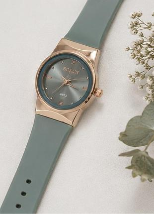 Жіночий годинник bolun a923 rose gold-green рожеве золото із зеленим ремінцем