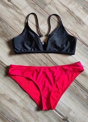 Красно-черный раздельный купальник missguided, размер l / m (eur 40 / u9 12)