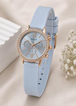 Жіночий годинник bolun sh6681g rose gold-light blue рожеве золото блакитний