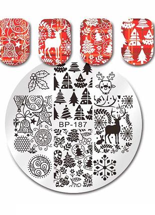 Диск для стемпінгу born pretty новорічний дизайн bp-187