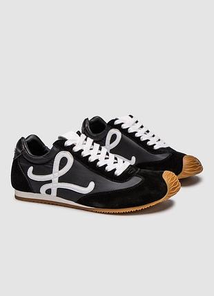 😍 жіночі кросівки loewe ballet runner 2.0 black/white