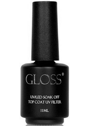 Топ для гель-лака с уф-фильтром gloss uv filter top coat, 11 мл