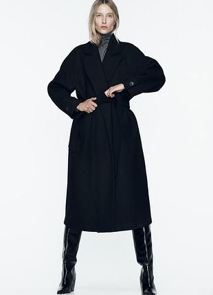 Довге шерстяне пальто zara преміум якості
