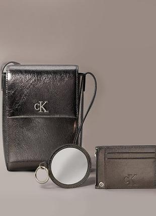 Жіночий набір calvin klein сумка через плече, картхолдер і дзеркало