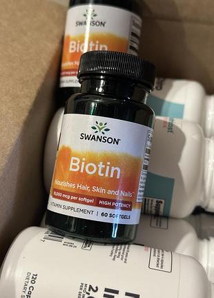 Биотин swanson vitamins, биотин, 10 000 мкг, 60 капсул