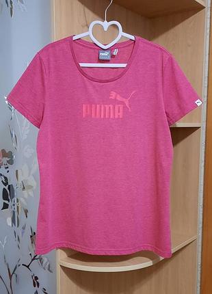 Футболка puma р. m-l-xl темна рожева меланж бавовна поліестер