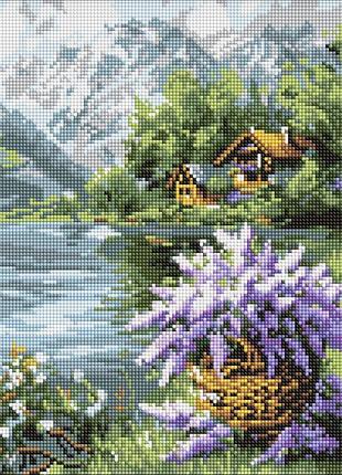 Алмазная мозаика "сиреневая корзина" ©art_selena_ua amo8098, 30х40 см