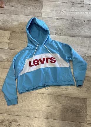 Вкорочене худі блакитне levi’s розмір м