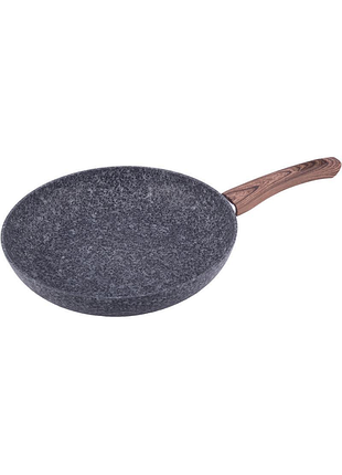 Сковорода kamille grey marble ø26 см индукционная с антипригарным гранитным покрытием, ручка под дерево