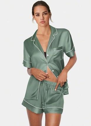 Атласная шелковая женская пижама с шортами (размеры 42-54 xs-xxxl) xl