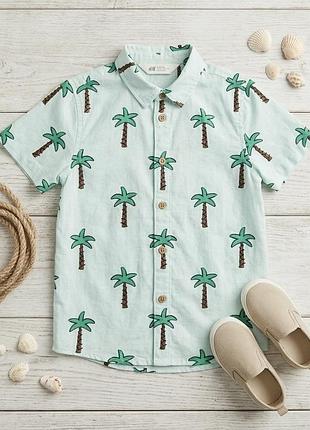 Повітряна легка h&m сорочка з пальмами 116 зріст 5-6 років