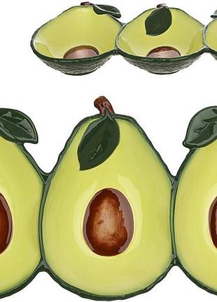 Менажница керамическая fruits "авокадо" 31х16см, 3 секции
