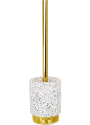 Ёршик для унитаза bright bathroom white granite & gold с керамической подставкой 32см