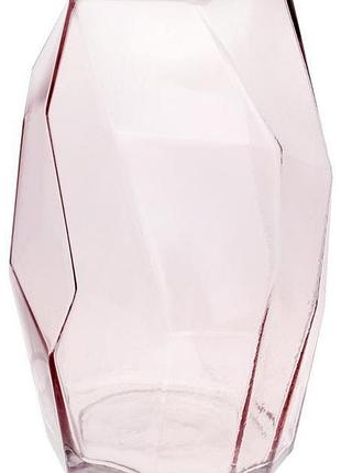 Ваза декоративна ancient glass "айсберг" 28х18см, скло, рожевий