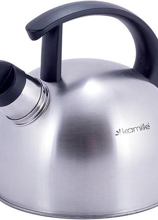 Чайник kamille whistling kettle 1.5 л из нержавеющей стали со свистком, для всех типов плит