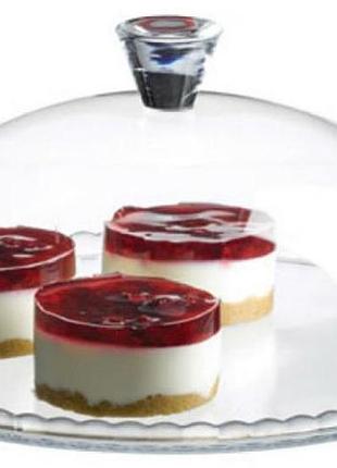 Блюдо для торта pasabahce patisserie ø32см зі скляною кришкою-колпаком, прозоре, 14мм висота
